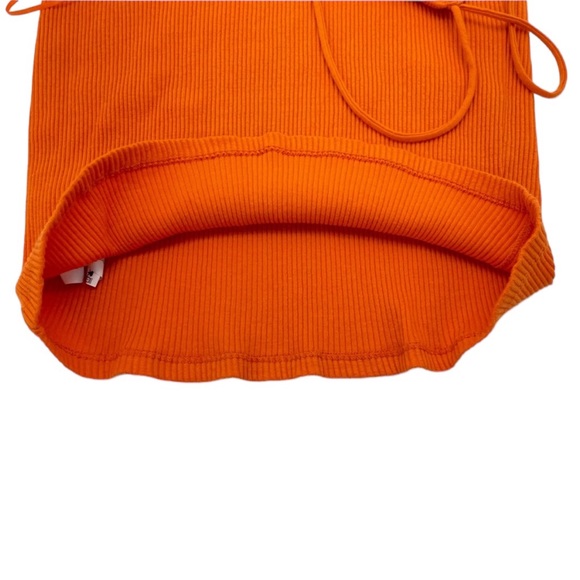 Zara Ribbed Cotton Halter Dress Large Orange - Picture 10 of 16